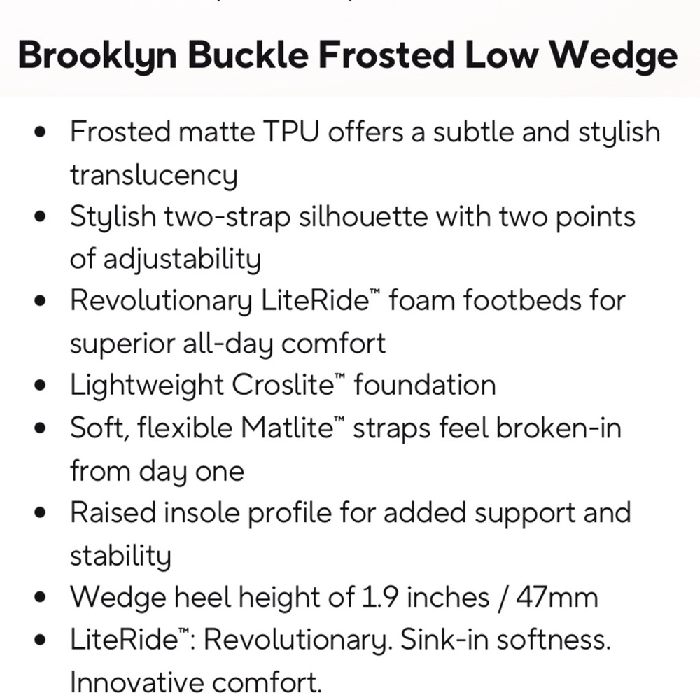 CROCS Beige Sandstone Brooklyn Buckle Frosted Low Wedge Sandals Women’s Size 8 - Picture 15 of 16